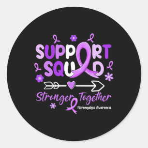 Support Squad Purple Ribbon Fibromyalgia Awareness Classic Round Sticker