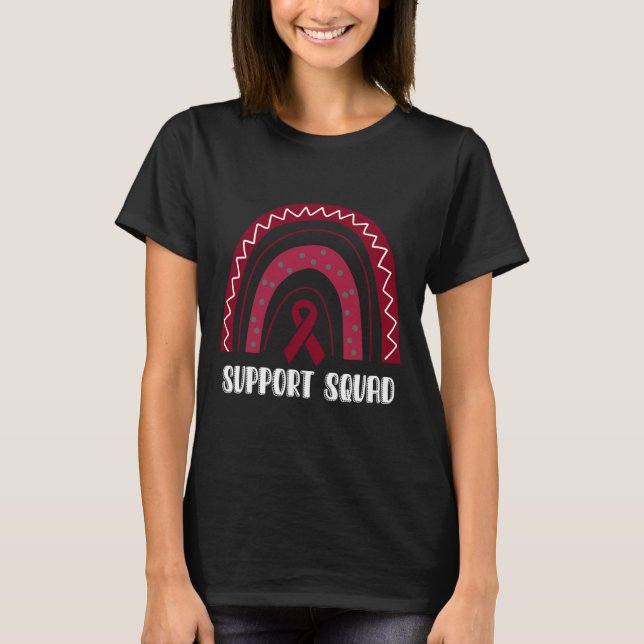 Support Squad Rainbow Burgundy Brain Aneurysm Awar T-Shirt (Front)
