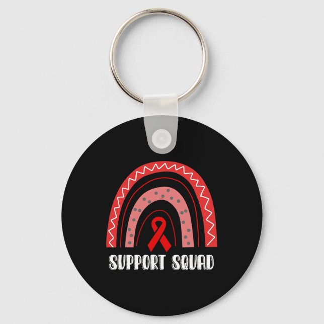 Support Squad Red Rainbow Blood Cancer Awareness  Key Ring (Front)