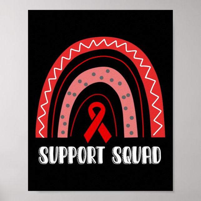 Support Squad Red Rainbow Blood Cancer Awareness  Poster (Front)