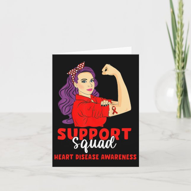Support Squad Red Warrior Heart Disease Awareness  Card (Front)