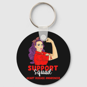 Support Squad Red Warrior Heart Disease Awareness Key Ring