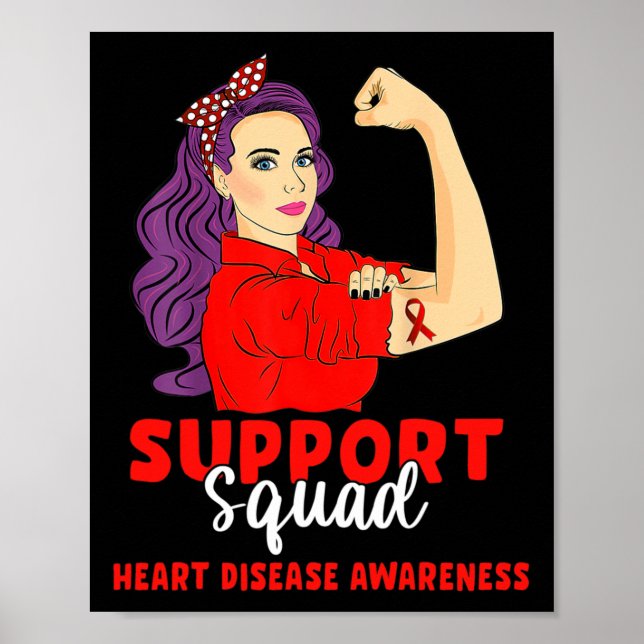 Support Squad Red Warrior Heart Disease Awareness  Poster (Front)