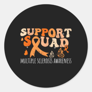 Support Squad Ribbon Multiple Sclerosis Awareness Classic Round Sticker