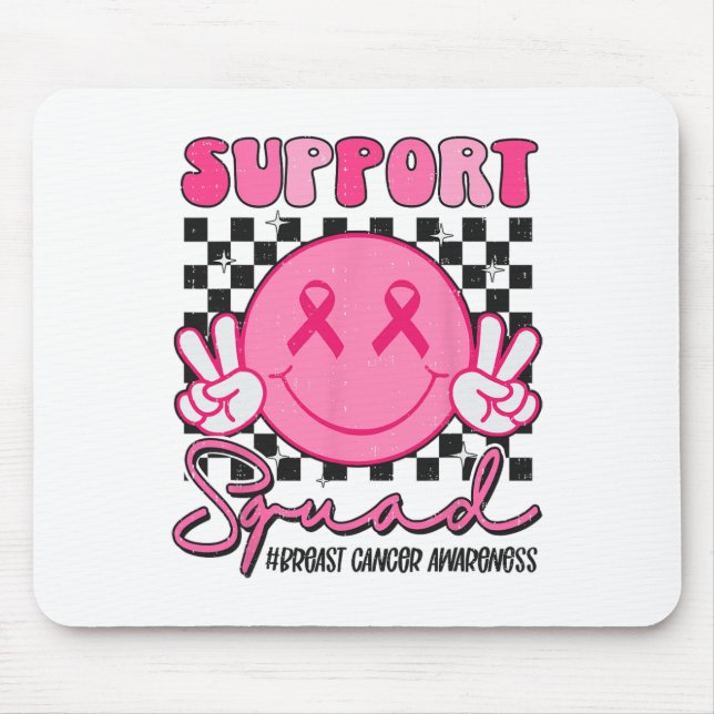Support Squad Smile Face Breast Cancer Awareness P Mouse Pad (Front)