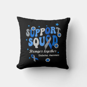 Support Squad Strong Together Blue Ribbon Diabetes Cushion