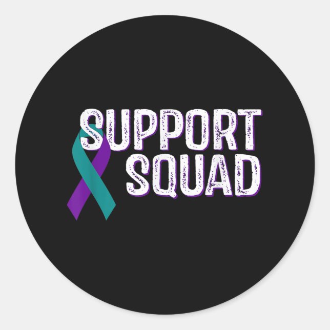 Support Squad Suicide Prevention Awareness Ribbon  Classic Round Sticker (Front)