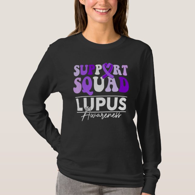 Support Squad Sunflower Hair Butterfly Lupus Aware T-Shirt (Front)