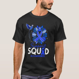 Support Squad Sunflower Hummingbird ALS Awareness T-Shirt