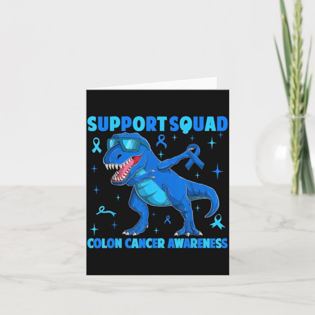 Support Squad T-rex Dinosaur Colon Cancer Card (Front)