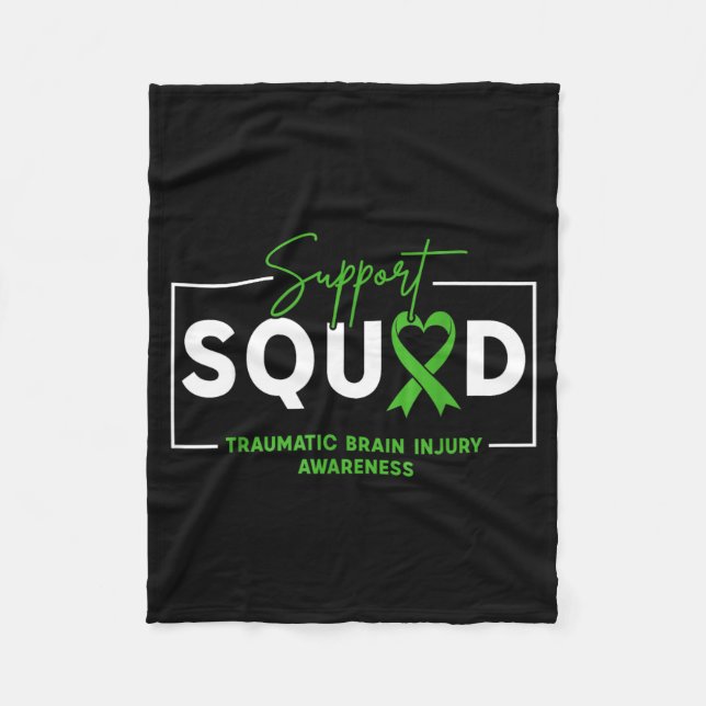 Support Squad TBI Traumatic Brain Injury Awareness Fleece Blanket (Front)