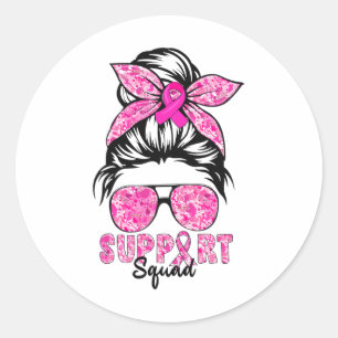 Support Squad Team Breast Cancer Awareness Warrior Classic Round Sticker
