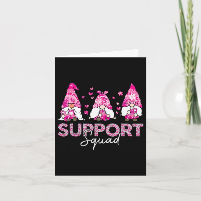Support Squad Tie Dye Gnome Breast Cancer Awarenes Card (Front)