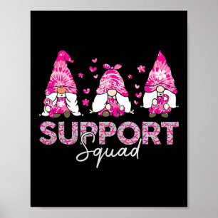Support Squad Tie Dye Gnome Breast Cancer Awarenes Poster