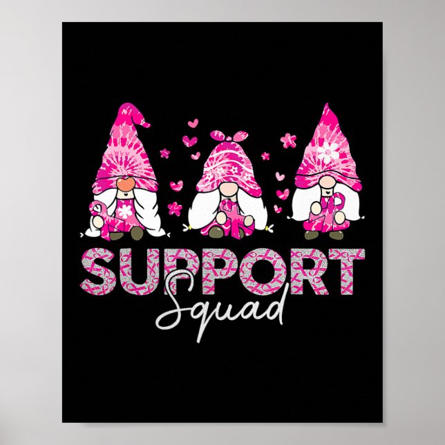Support Squad Tie Dye Gnome Breast Cancer Awarenes Poster (Front)