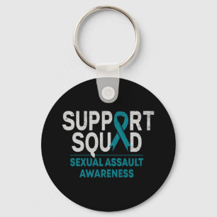 Support Squad Ual Ault Awareness Month Teal Ribbon Key Ring