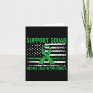 Support Squad Us Flag Green Ribbon Mental Health A Card