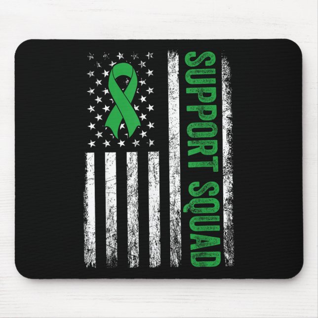 Support Squad Us Flag Green Ribbon Mental Health A Mouse Pad (Front)