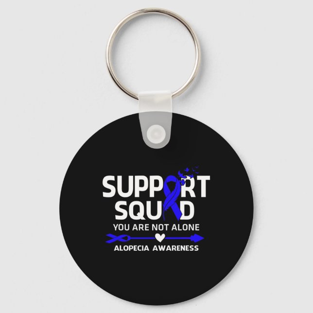 Support Squad Warrior Alopecia Awareness Feather  Key Ring (Front)