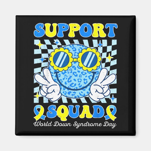 Support squad world down syndrome awareness kids magnet (Front)