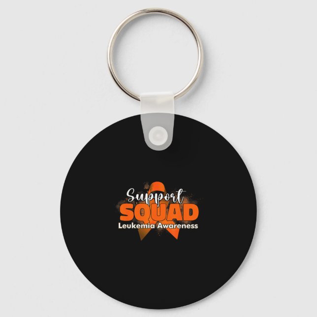 Support squads orange ribbon leukaemia cancer key ring (Front)