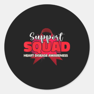 Support Squads Red Chd Ribbon Heart Disease Awaren Classic Round Sticker