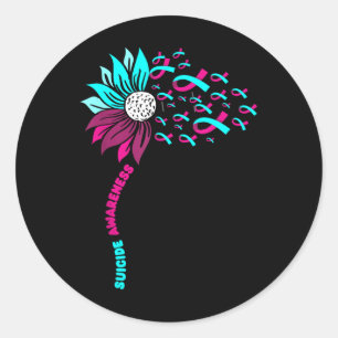 Support Suicide Awareness Flower Suicide Preventio Classic Round Sticker