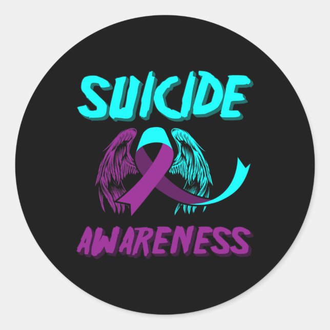 Support Suicide Awareness Wings Suicide Prevention Classic Round Sticker (Front)