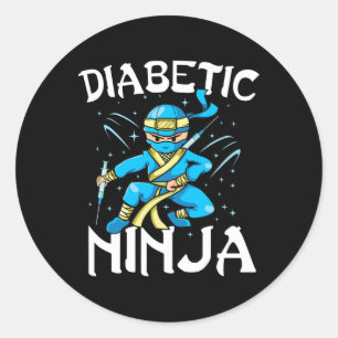 Support T1d Diabetic Ninja Type 1 Diabetes Awarene Classic Round Sticker