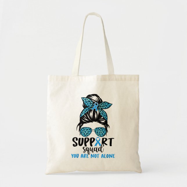 Support Team Blue Warrior Diabetes Awareness Tote Bag (Front)