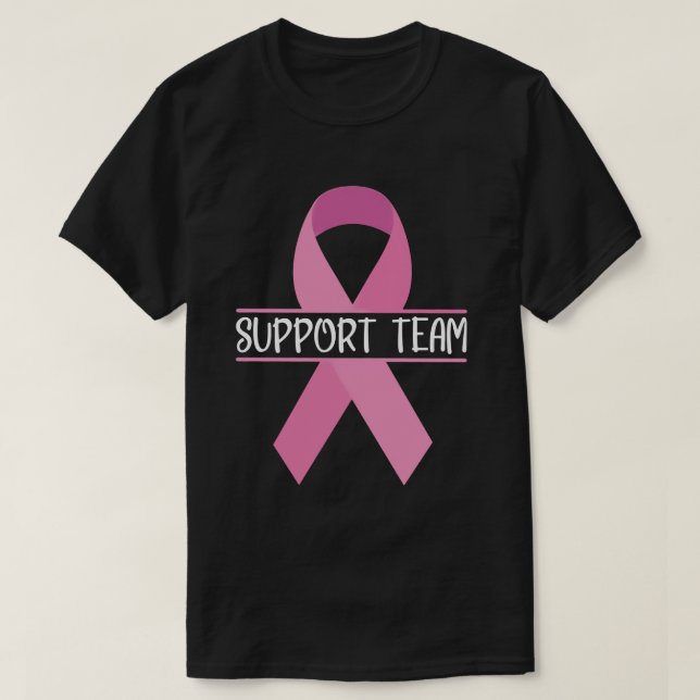 Support Team Breast Cancer Awareness Month Pink Ri T-Shirt (Design Front)
