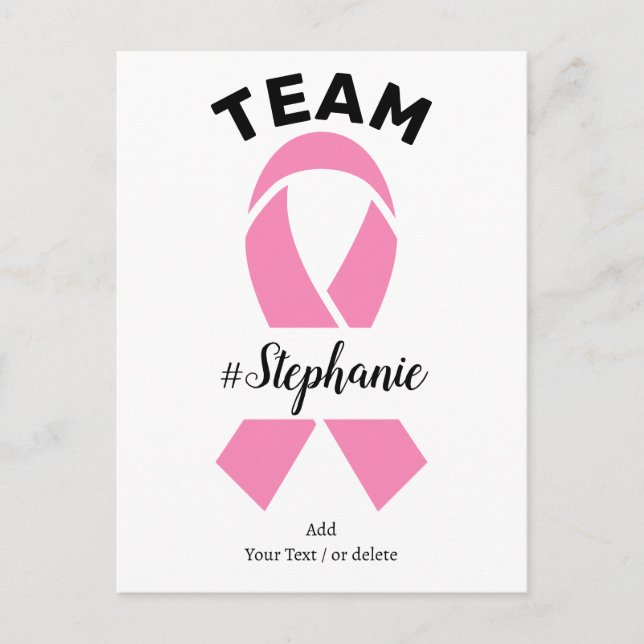 Support Team Breast Cancer Awareness With Message Postcard (Front)