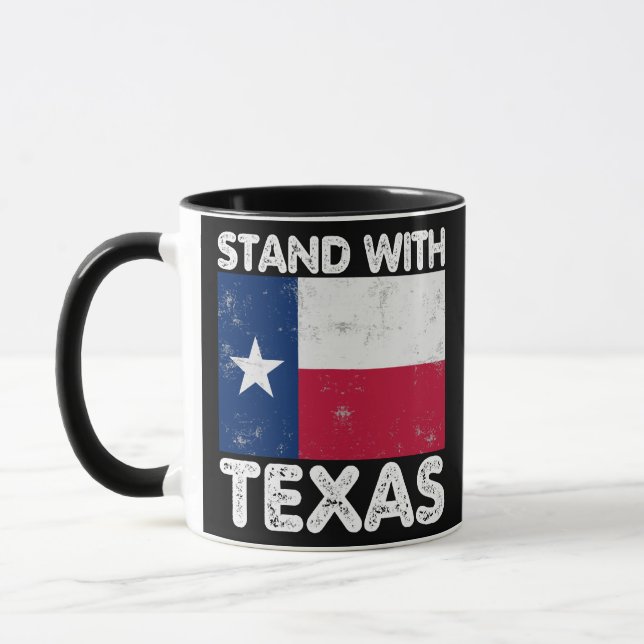 Support Texas I Stand With Texas Texan Flag Mug (Left)