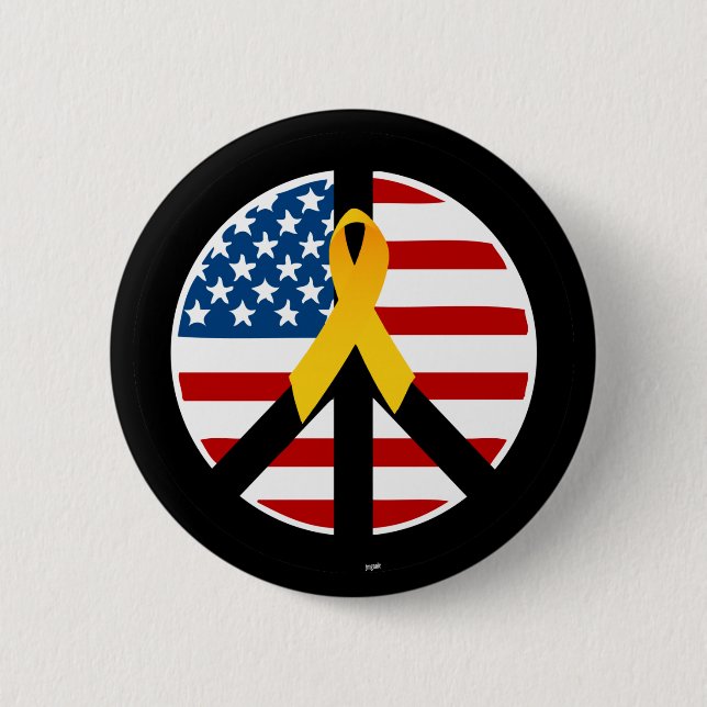 Support the Troops - Yellow Ribbon 6 Cm Round Badge (Front)