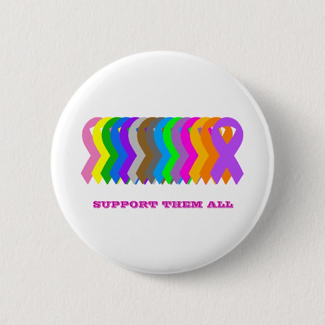 Support them all 6 cm round badge (Front)