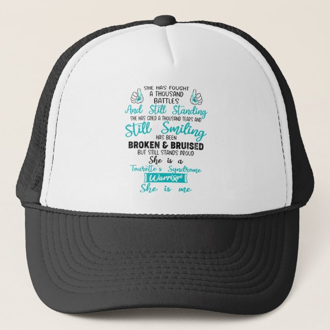 Support Tourette's Syndrome Warrior Gifts Trucker Hat (Front)