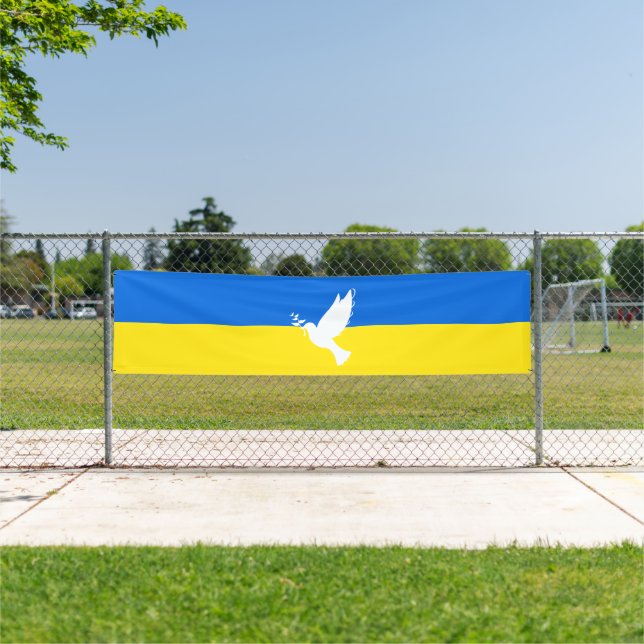 Support Ukraine Banner Peace Dove Ukrainian Flag (Insitu)