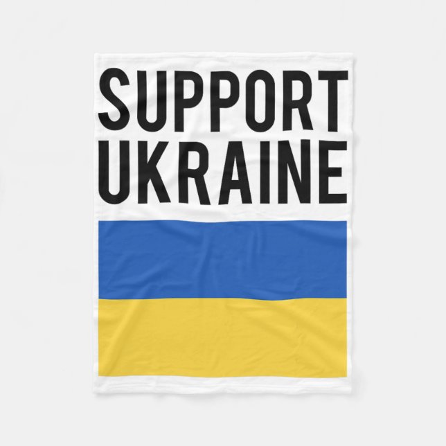 Support Ukraine - Black Bold Letters - Ukrainian F Fleece Blanket (Front)