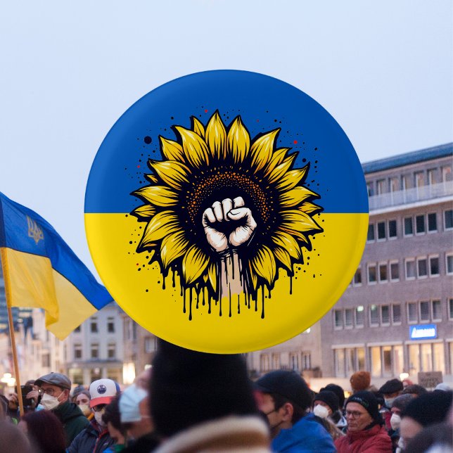 Support Ukraine Blue & Yellow Sunflower Flag 3 Cm Round Badge (Creator Uploaded)
