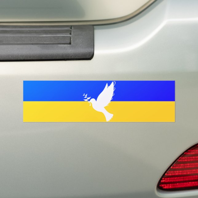 Support Ukraine Bumper Sticker Freedom Peace Dove (On Car)