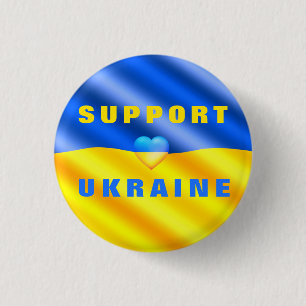 Support Ukraine Button Freedom Peace Heart Flag