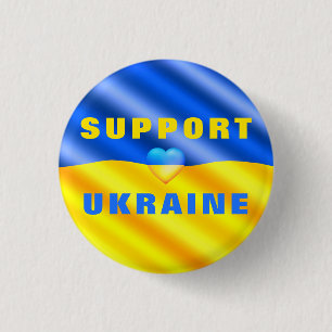 Support Ukraine Button Freedom Ukrainian Flag