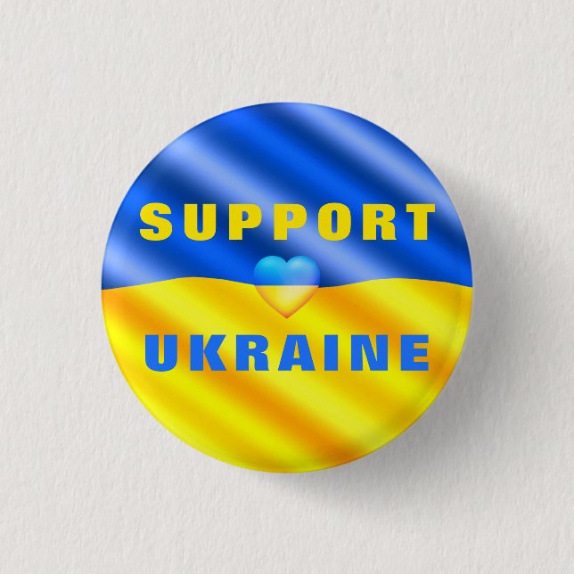 Support Ukraine Button Freedom Ukrainian Flag (Front)