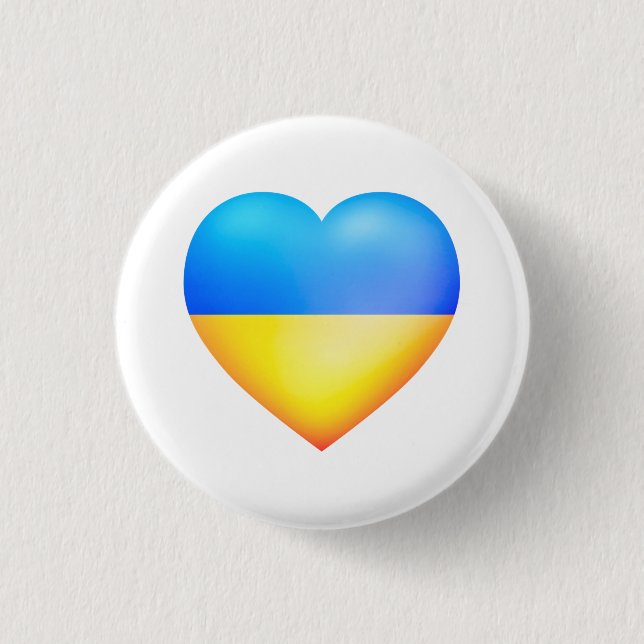 Support Ukraine Button Ukrainian Flag Heart (Front)
