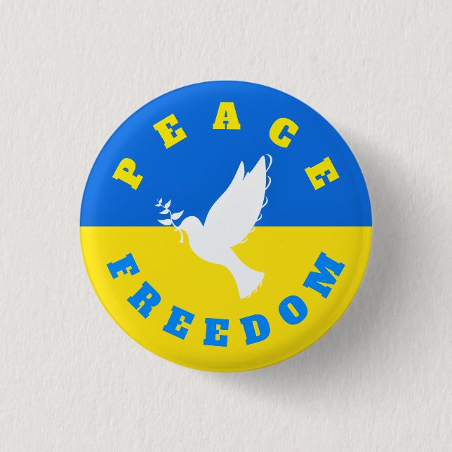 Support Ukraine Buttons Peace Dove Freedom (Front)