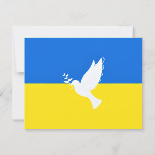 Support Ukraine Card Peace Dove Ukrainian Flag
