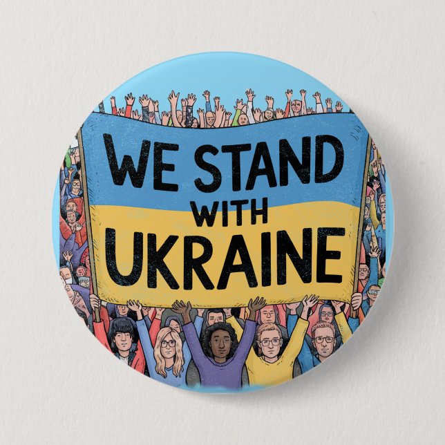 Support Ukraine Crowd Design, Unity and Freedom 7.5 Cm Round Badge (Front)