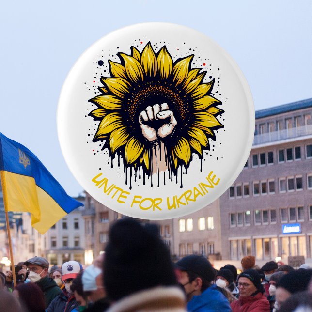 Support Ukraine Fist & Sunflower 3 Cm Round Badge (Creator Uploaded)