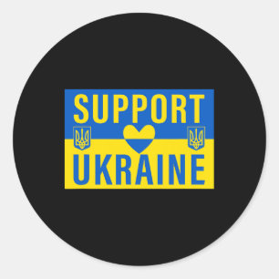 Support Ukraine Flag With Heart  Classic Round Sticker