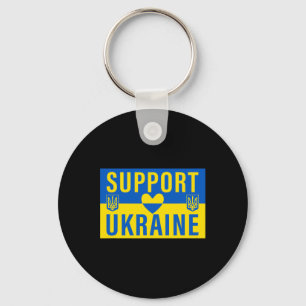 Support Ukraine Flag With Heart Key Ring